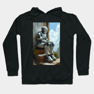 Droid resting on steps Hoodie